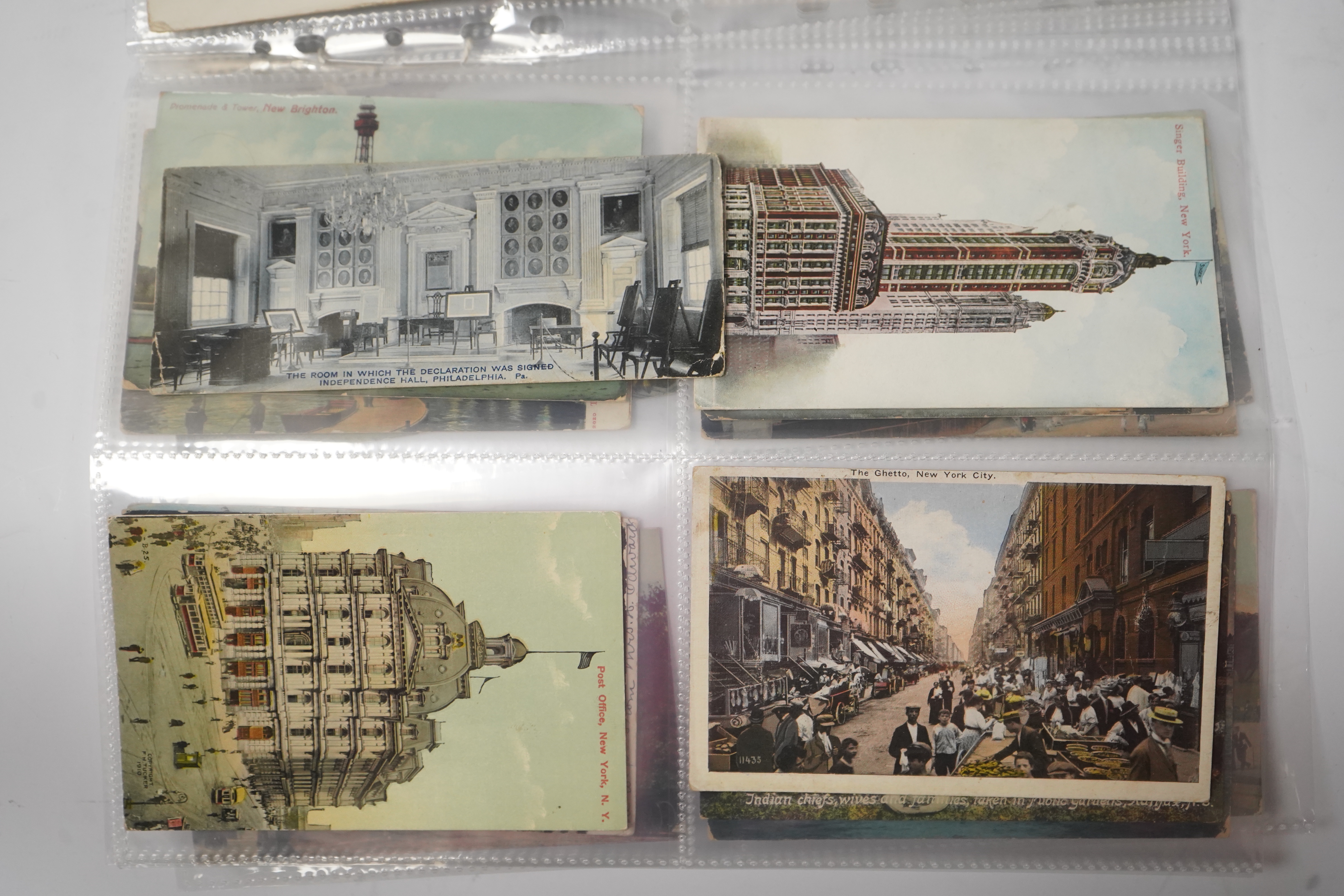 A group of eighty eight assorted vintage postcards, including American topography, rail accidents and motoring.